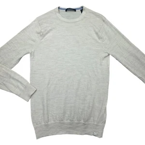 Scotch & Soda Mens Medium Long Sleeve Cream 100% Merino Wool Crewneck Sweater - Picture 1 of 9