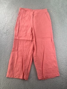 Eileen Fisher Pants Womens Petite Small Linen Pink Capri Wide Leg Relaxed 28x23 - Picture 1 of 12