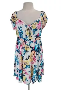 TORRD Women Mini Fit & Flare Dress Plus Size 1X Floral Boat Neck Cap SLV 270BP - Picture 1 of 6