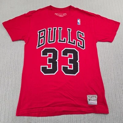 Camisa Mitchell & Ness Chicago Bulls Para Hombre Mediana Roja 33 Scottie Pippen Madera Dura Foto 1 de 4