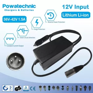 12 V Zigarettenanzünder Stecker Top Up Ladegerät für XLR 3 Pin 36 V - 42 V E-Bike Akku - Bild 1 von 5