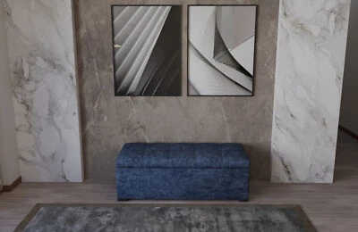 Sitztruhe mit Stauraum Aufbewahrungsbox Sitzbank Truhenbank Truhe Blau 5590 - Bild 1 von 4