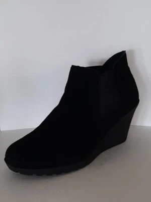 Белые горные ботинки туфли на танкетке каблук лодыжки черная замша женский размер 9,5 - Изображение 1 из 4