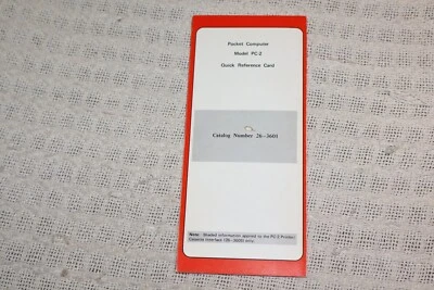 Tandy Pocket Computer Model PC-2 Quick Reference Card Catalog # 26-3601 - Image 1 of 4