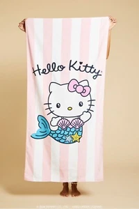 Hello Kitty Pink Kawaii Cute Mermaid Towel, 100% Cotton, 30” x 60” FAST SHIPPING - Picture 1 of 2