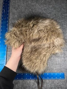 H&M Trapper Beanie Adult Large Beige Knit Acrylic Modacrylic Polyester Outdoors - Picture 1 of 9