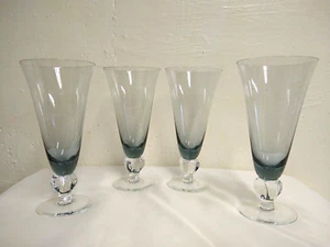 Brodegaard Kristine Smoke Parfait Glasses 5 Lobe Stems 7.5" Set of 4 Glasses 💙 - Picture 1 of 5