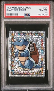 Pokémon Blastoise Holo Prism Sticker 1999 Merlin #S4 Super Low POP PSA 10 Gem Mi - Picture 1 of 2