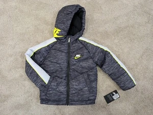 Nike Kids Boy's Chevron Hooded Puffer Jacket Size 4 NWT Color Black 86H861-023 - Picture 1 of 4