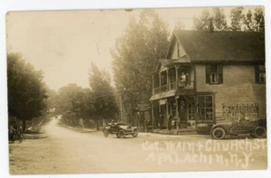 RPPC NY Apalachin 1917 Garage Gas Station Lots of Advertising Tioga County - Picture 1 of 2