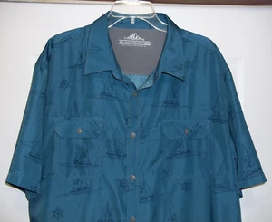 Croft&Barrow Quick Dry Men's Camp Shirt SS Button Up Blue Sailboats Size XXL - Picture 1 of 7
