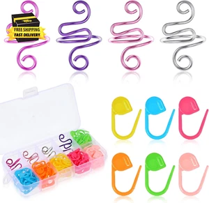 4 piezas anillos de ganchillo + 120 piezas marcadores de puntada coloridos anillo de tensión de hilo ajustable - Imagen 1 de 7