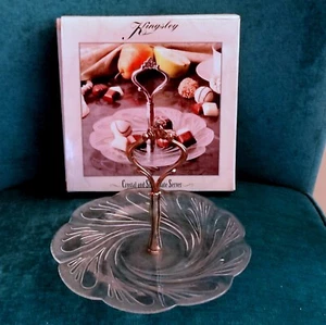 VTG Kingsley Crystal & Silverplate Handled Server, Canape,Candy, 8” NEW IN BOX - Picture 1 of 9