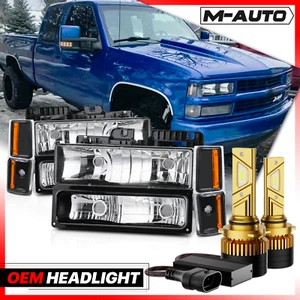 Faro de carcasa negra + bombillas LED de 6500 k con ventilador para camioneta Chevy C/K C10 1988-1993 - Imagen 1 de 16