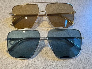 Authentic Unisex Bally Aviator Sunglasses Gold/Brown & Silver/Blue Set - Picture 1 of 12