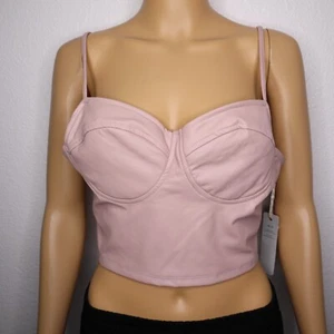Iris women's top sz medium pink faux leather crop top nwt - Picture 1 of 6