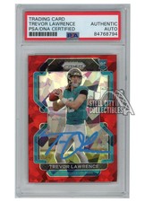 Trevor Lawrence 2021 Panini Prizm Red Ice Auto RC Card #331 PSA/DNA (Light Blue)