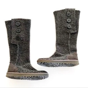 Ugg Classic Cardi Sweater Boots Size Seven Charcoal Metallic Shearling Lined 7 - Picture 1 of 15