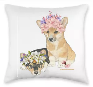 Almohada Floral Corgi Welsh Pembroke, Almohada Decorativa, Linda Pil Acento Perro - Imagen 1 de 2