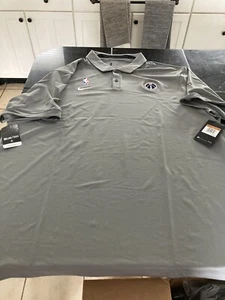 MENS NBA NIKE DRIFIT Washington Wizards SHORT SLEEVE Polo SHIRT Gray XXL NWT - Picture 1 of 7