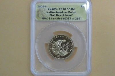 2009 S ANACS PR70 DCAM NATIVE AMERICAN DOLLAR $1 First Day Issue - Image 1 of 4