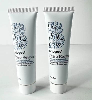 2x BRIOGEO Scalp Revival Charcoal Coconut Oil Micro-Exfoliating Shampoo~1oz/30ml - Image 1 of 4