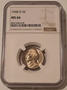D Jefferson Nickel MS66 1948 NGC tonificado - Imagen 1 de 4