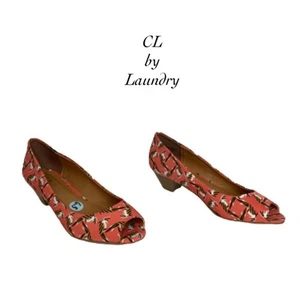 CL by Laundry Home Run Coral Bird Peep Toe Pumps Size 6.5 - Picture 1 of 11