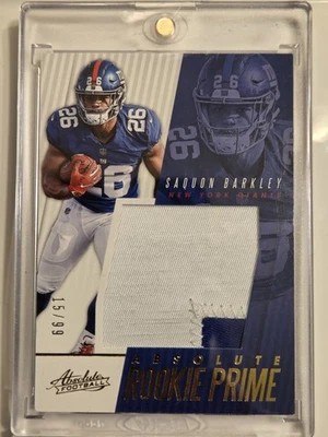 2018 Saquon Barkley RC SP /99! Panini Absolute Player Worn / Used 2-Color Patch  - Image 1 of 4
