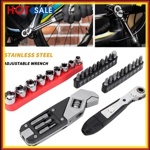 Tools Set Multi-Function Adjustable Wrench Ratchet Screwdriver 2 Pcs Storage Bag - Picture 1 of 12