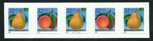 USA, SCOTT # 2495B, MNH COIL STRIP OF 5 STAMPS PNC # V11111, PEACH AND PEAR 1995 - Picture 1 of 1