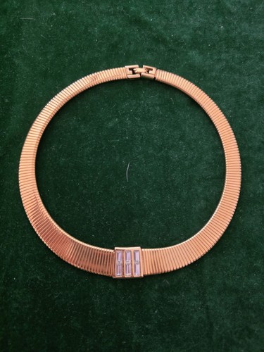 Collana girocollo strass Givenchy vintage anni 80 tono oro passerella non firmata