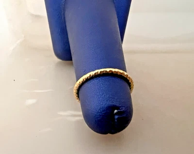 Italy 14K Solid Yellow Gold Textured Stackable Band Ring Sz 4 - Image 1 of 4