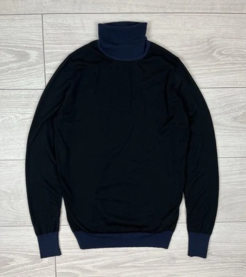 Suéter John Smedley Inglaterra 100% Lana Merino Cuello Tortuga Negro Talla S Para Hombres Foto 1 de 4