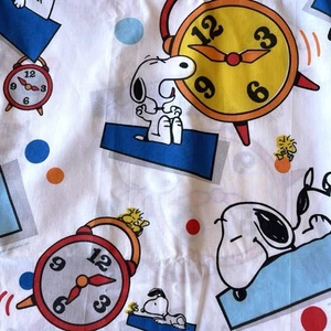 Vintage Peanuts Snoopy Woodstock Clocks Twin Flat Sheet - Picture 1 of 3