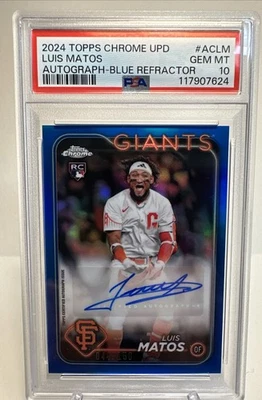 2024 TOPPS CHROME UPDATE AUTO TRUE BLUE REFRACTOR LUIS MATOS RC 44/150 Giants - Image 1 of 4