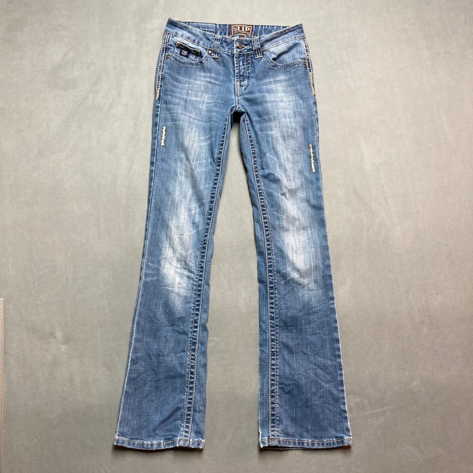 Cowgirl Up Jeans Womens 27 Blue Low Rise Bootcut Stretch Denim Western 29x33 - Image 1 of 4
