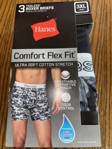 Hanes Comfort Flex Boxer Briefs 3xl Camo Black Burgundy New 3 Pack Regular Lengt - Picture 1 of 2