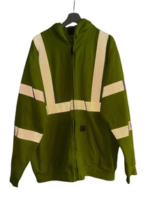 XL Carhartt Neon Yellow/Lime High Visibility Reflective Zip-Up Sweatshirt - Picture 1 of 3