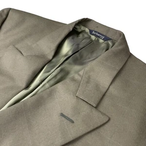 VTG Burberry Men's 100% Wool Double Breasted Blazer Green Windowpane Plaid • 46L - Picture 1 of 16