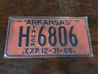 1966 Arkansas Truck License Plate H 6806