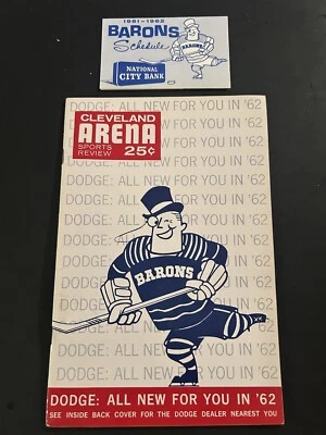 1962 CLEVELAND BARONS vs QUEBEC ACES Program AHL Tom WILLIAMS Cal STEARNS Glover - Image 1 of 4