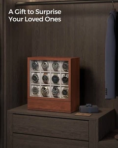 SONGMICS 12-Slot Wooden Watch Box, Watch Display Case with Window, JOW014K01 - Picture 1 of 9