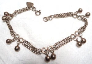 VINTAGE SOUTHWESTERN STERLINGSILBER KUGEL GLOCKE PERLEN BAUMELARMBAND ~ 8" LANG - Bild 1 von 2