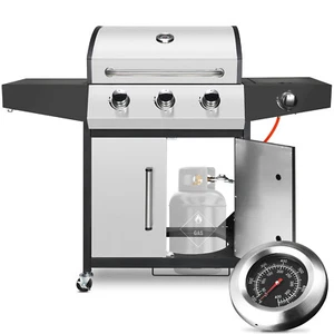 Gasgrill Edelstahl 3+1 Brenner Standgrill Grillwagen BBQ Grillstation Griller DE - Bild 1 von 11