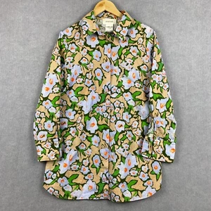 Sportmax Shirt Womens 14 Green Blue Yellow Floral Button Up Blouse Long Sleeve - Picture 1 of 7