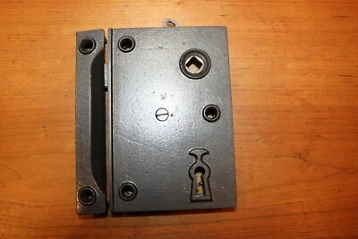 Cerradura de llanta antigua grande restaurada tipo mortaja con pestillo R-80  Foto 1 de 4