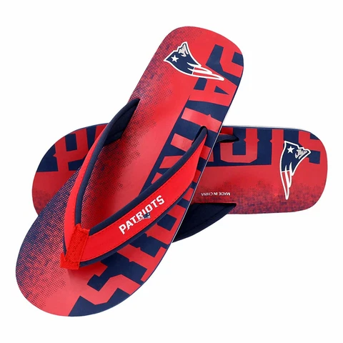 FOCO NFL Men's New England Patriots Contour Fade Wordmark Flip Flop Sandals Cover