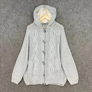 Jeanswest Womens Jacket Size XL Grey Knit Toggle Hooded Angora Blend A1302 - Picture 1 of 12