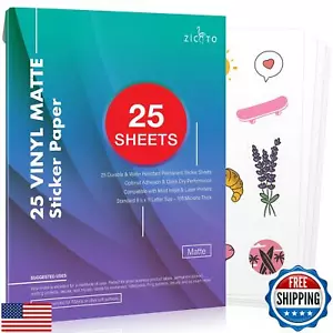 Premium Printable Vinyl Sticker Paper for Your Inkjet and Laser Printer – 25 - Picture 1 of 5